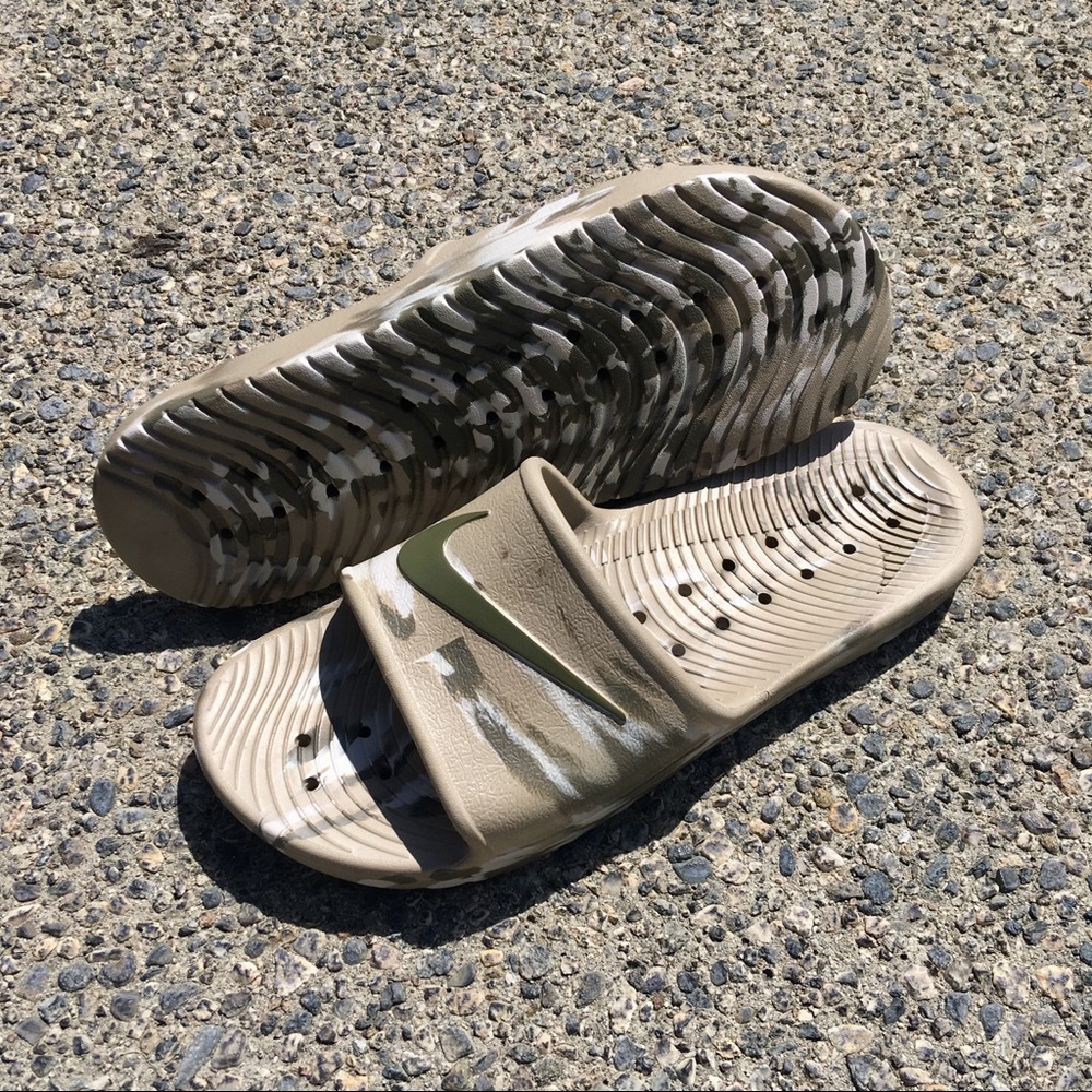 NIKE KAWA SHOWER SANDALS SWOOSH ARMY STYLE MARBLE - Picture 4 of 6
